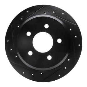 Ford Crown Victoria Brake Rotor (1) - Rear Left - R1 Concepts - Drilled & Slotted - Black - `96-`02